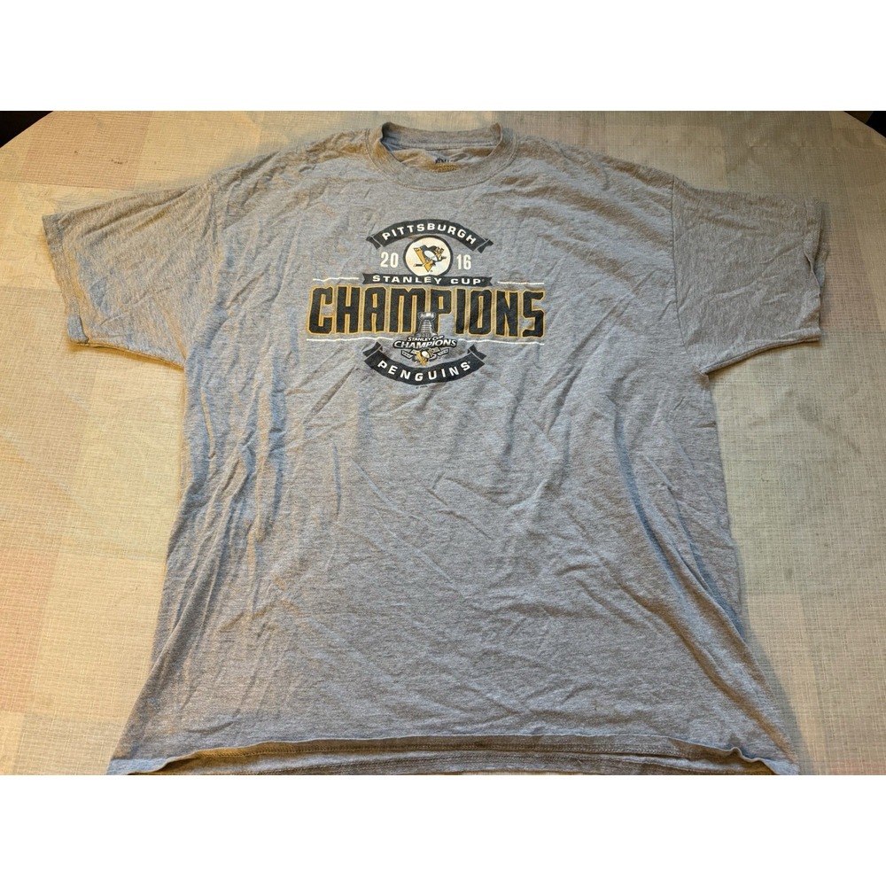 2016 Pittsburgh Penguins Stanley Cup Champions T-Shirt 2XL Gray NHL Hockey—1